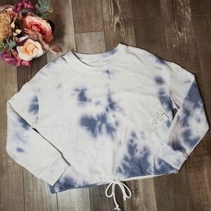 NWT Ethereal Women's White & Purple Tie-Dye Pullover Sweatshirt Size Large